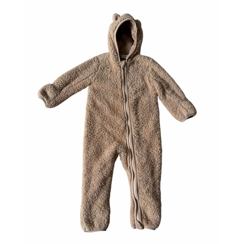 Quince Baby Bear Bunting Recycled Sherpa‎ Fleece Tan 12 18 months